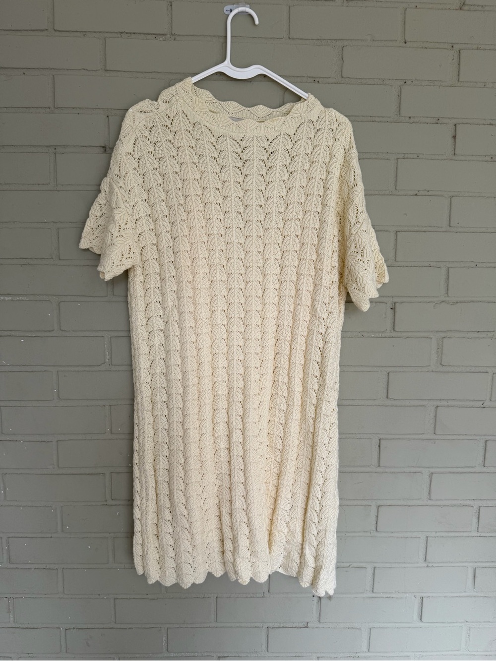 a new day Cream Crochet Knit Short-Sleeve Dress